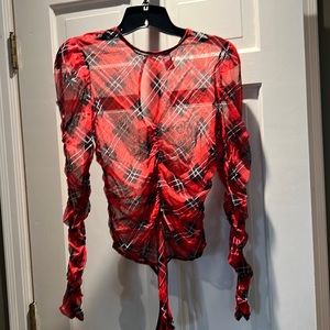 VS Plaid Mesh LS bodysuit